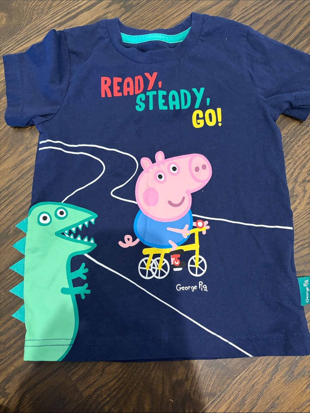 Peppa Pig Navy Blue Short Sleeve Tee with Pink Peppa & Green Dinosaur